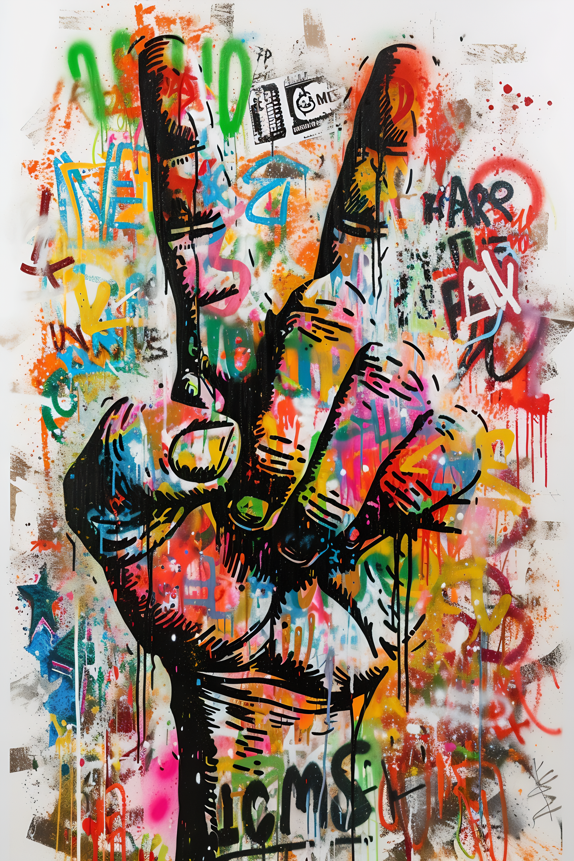 Graffiti-style pop art representing self-expression and freedom with colorful street art elements.