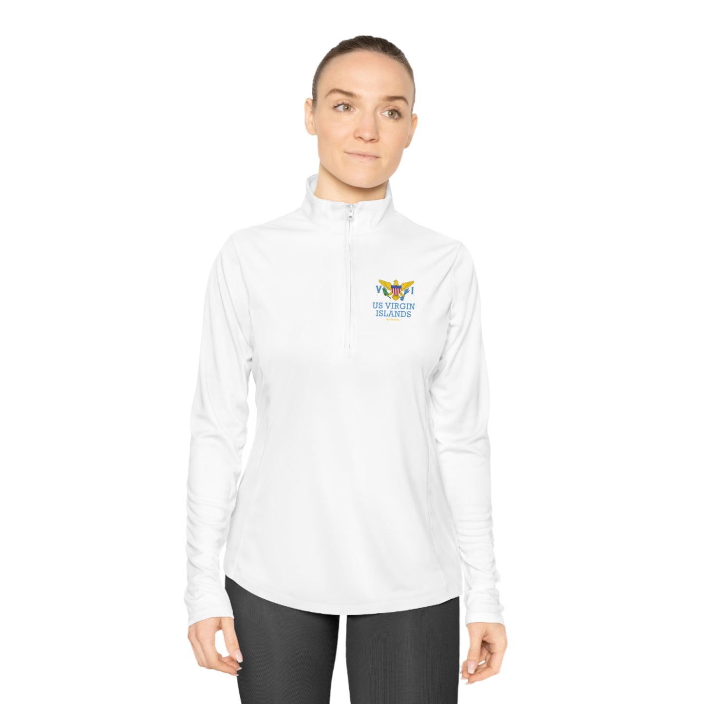 US Virgin Islands Ladies Quarter-Zip Pullover Front and Back Logo (Copy)