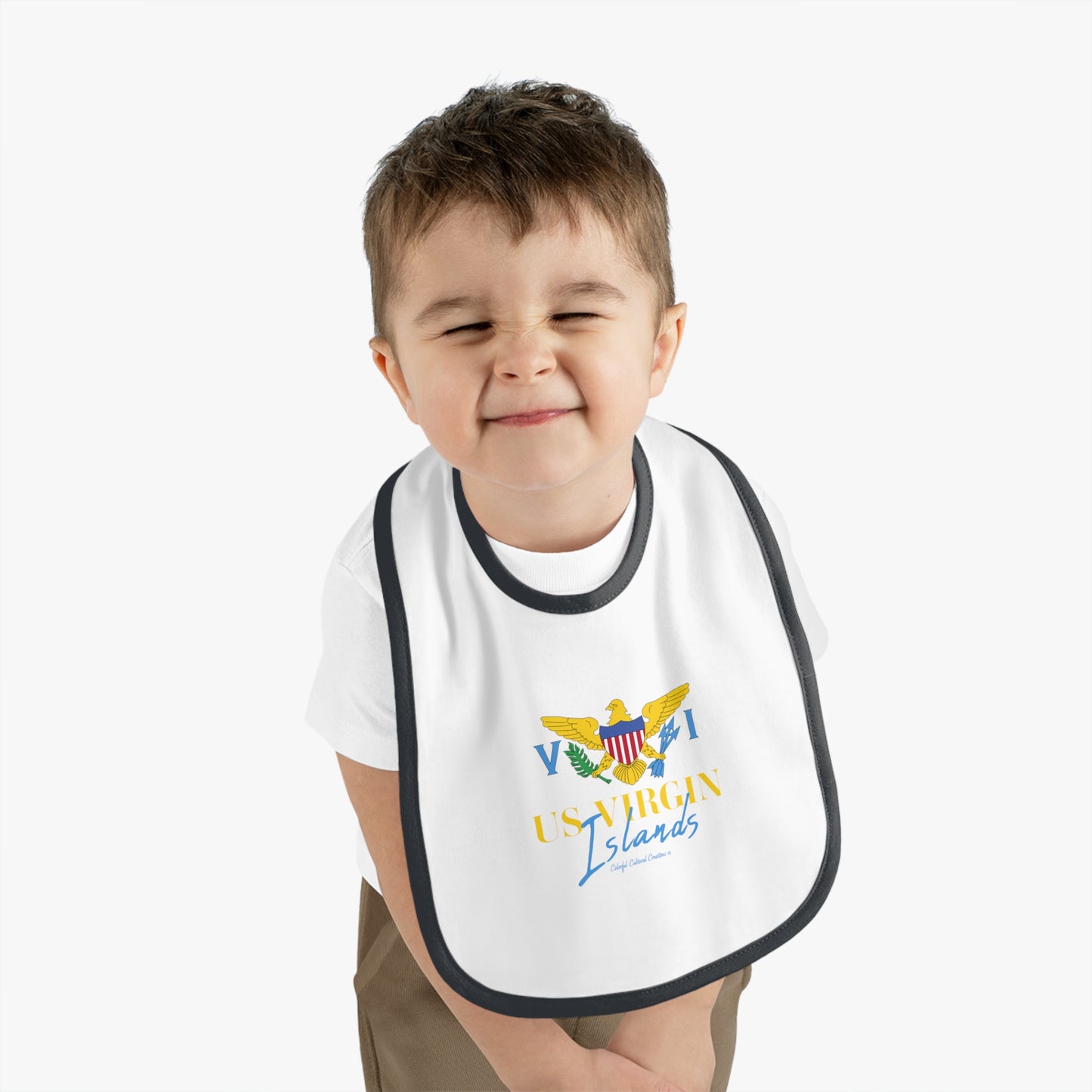 US Virgin Islands Baby Contrast Trim Jersey Bib (Copy)