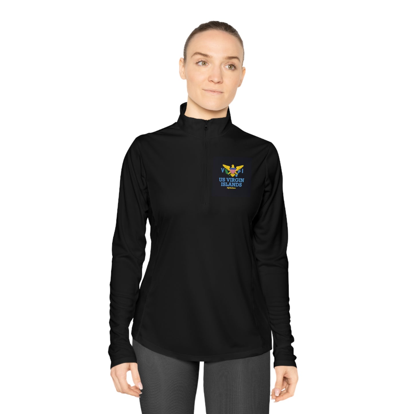 US Virgin Islands Ladies Quarter-Zip Pullover Front and Back Logo (Copy)