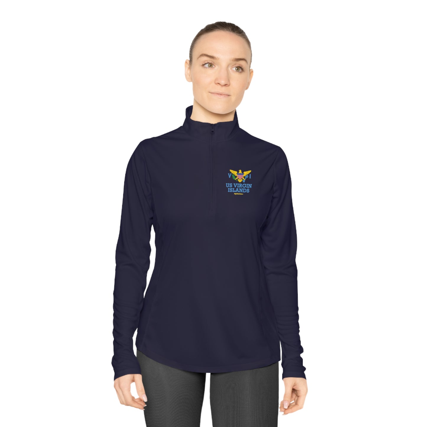 US Virgin Islands Ladies Quarter-Zip Pullover Front and Back Logo (Copy)